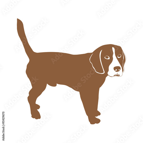 beagle dog, vector silhouette