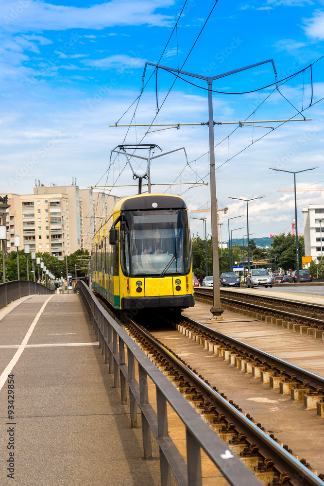 Fototapeta premium Modern tram in Dresden