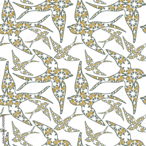 Traditionall portuguese swallow and azulejo tiles background. Se