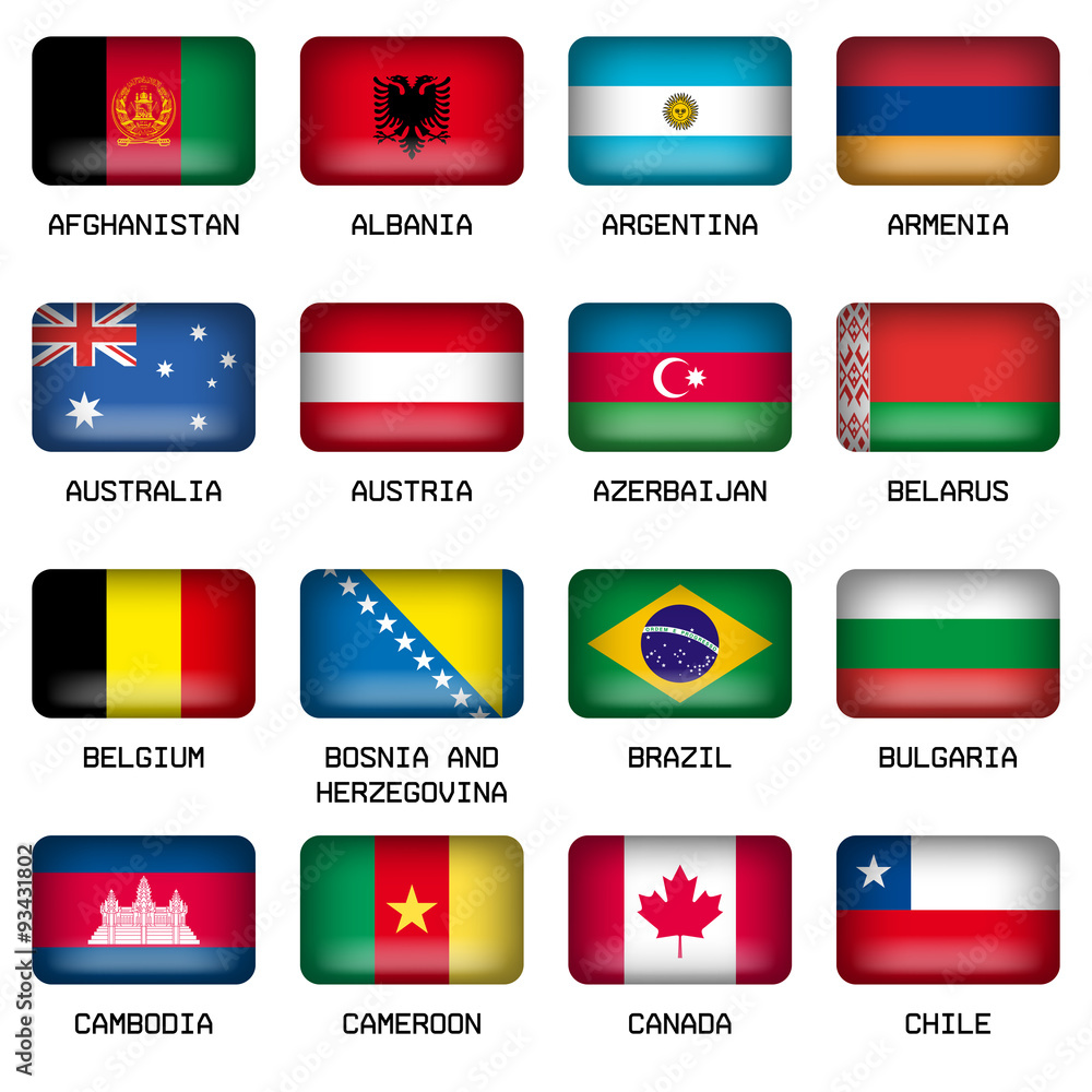 Set of Rectangle World Top States Flags