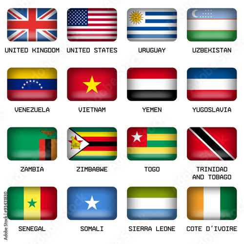 Set of Rectangle World Top States Flags