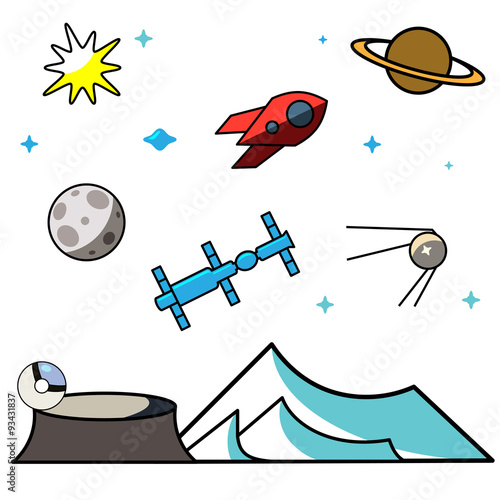 Colored Outline Space Icons