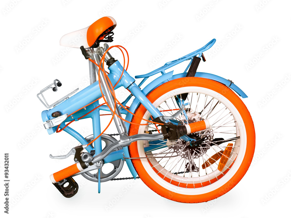 Folded bike isolated on white with full clipping path