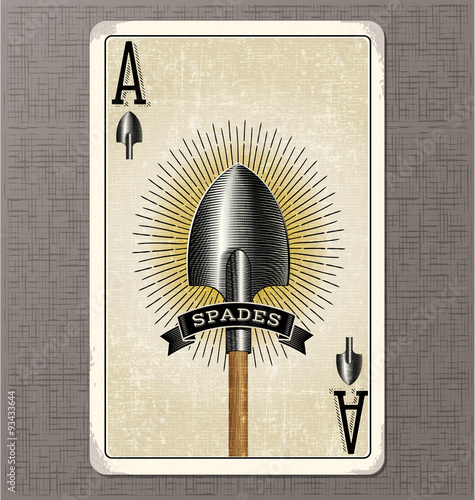 vintage playing card vector illustration of the ace of spades