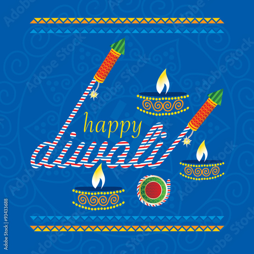 diwali cracker with lamp vector 