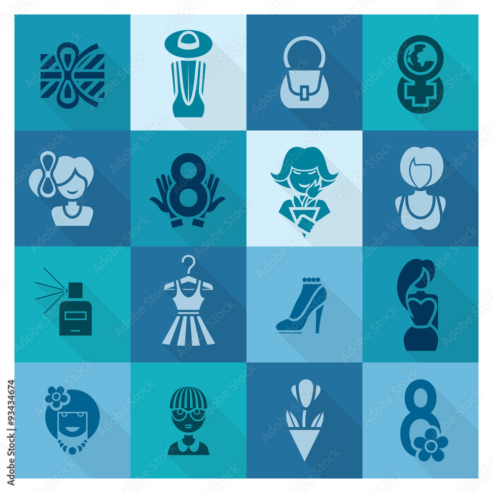 Womans Day Icon Set Womans Day Icon Set