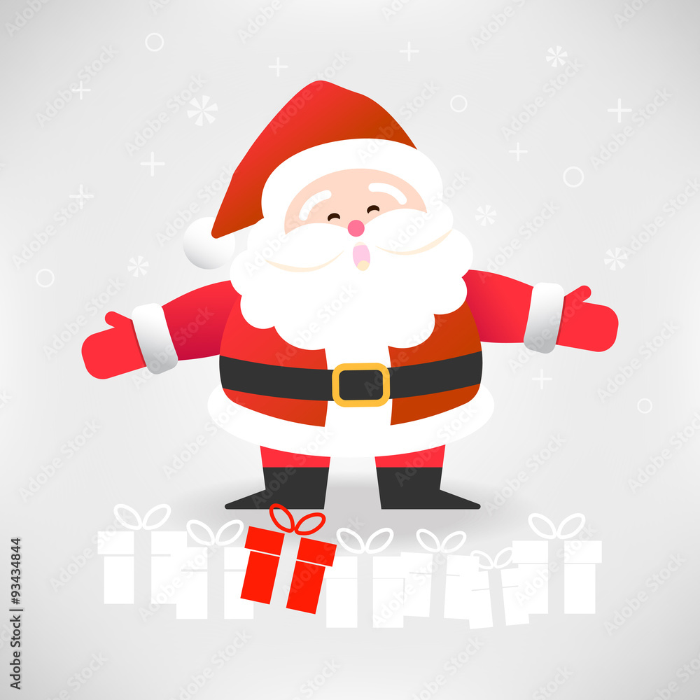 Happy Santa Claus with gift boxes vector illustration for Christ