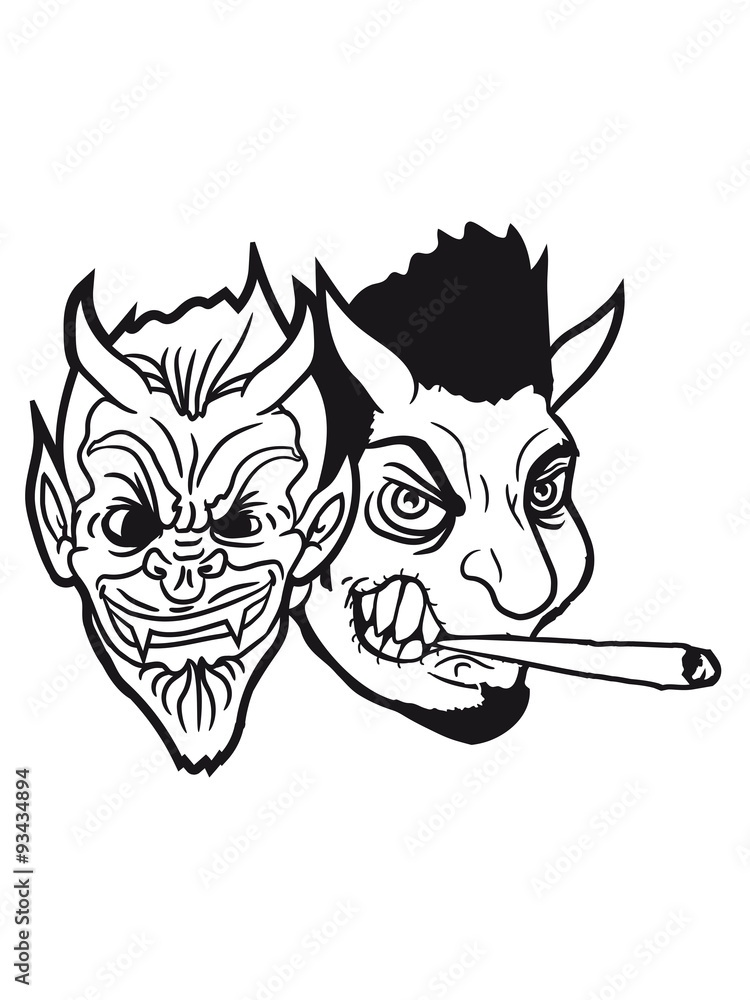 Fototapeta premium 2 cool dudes friends Team Devil party