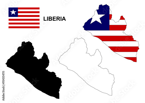 Liberia map vector, Liberia flag vector, isolated Liberia