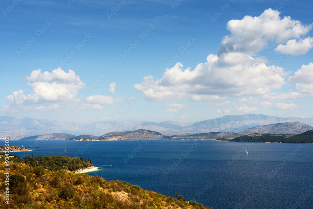 View of the strait between Corfu and Albania. Greece