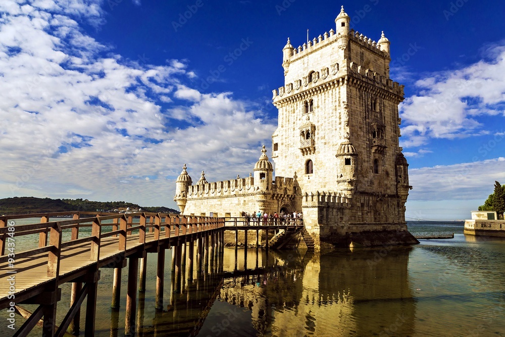 Belem tower - fortified building (fort) on an island in the Rive