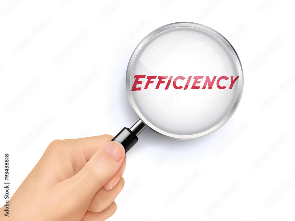 efficiency word showing through magnifying glass efficiency word showing through magnifying glass