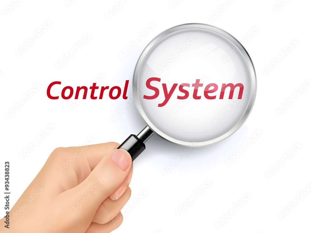 control system words showing through magnifying glass control system words showing through magnifying glass