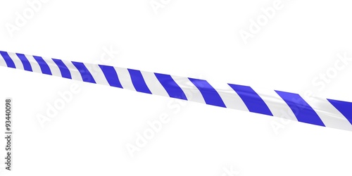 Blue and White Striped Hazard Tape Line at Angle
