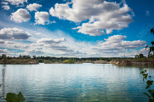 Blue lake with blue sky © fotolesnik