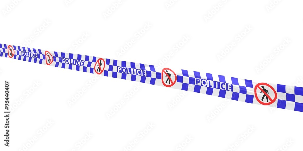 Blue and White Checkered Police No Entry Tape Line at Angle Blue and White Checkered Police No Entry Tape Line at Angle