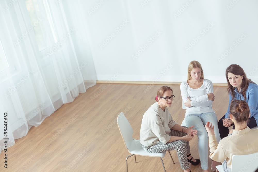 Support group during psychotherapeutic session Support group during psychotherapeutic session