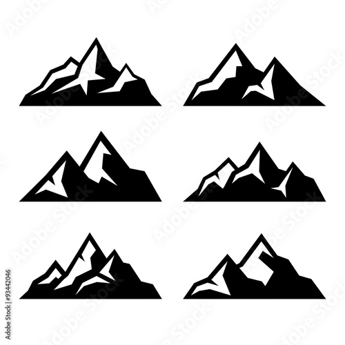 Mountain Icons Set on White Background. Vector