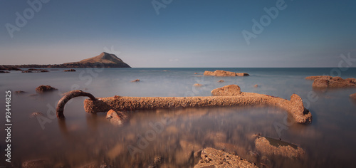 The anchor originally belonged to the Norwegian barque Samuel and is at Worm's head on the Gower peninsular, Swansea.