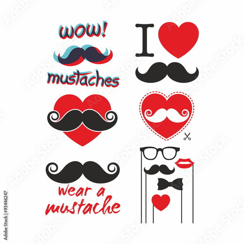 Mustache. Set of mustache art. I love mustache.