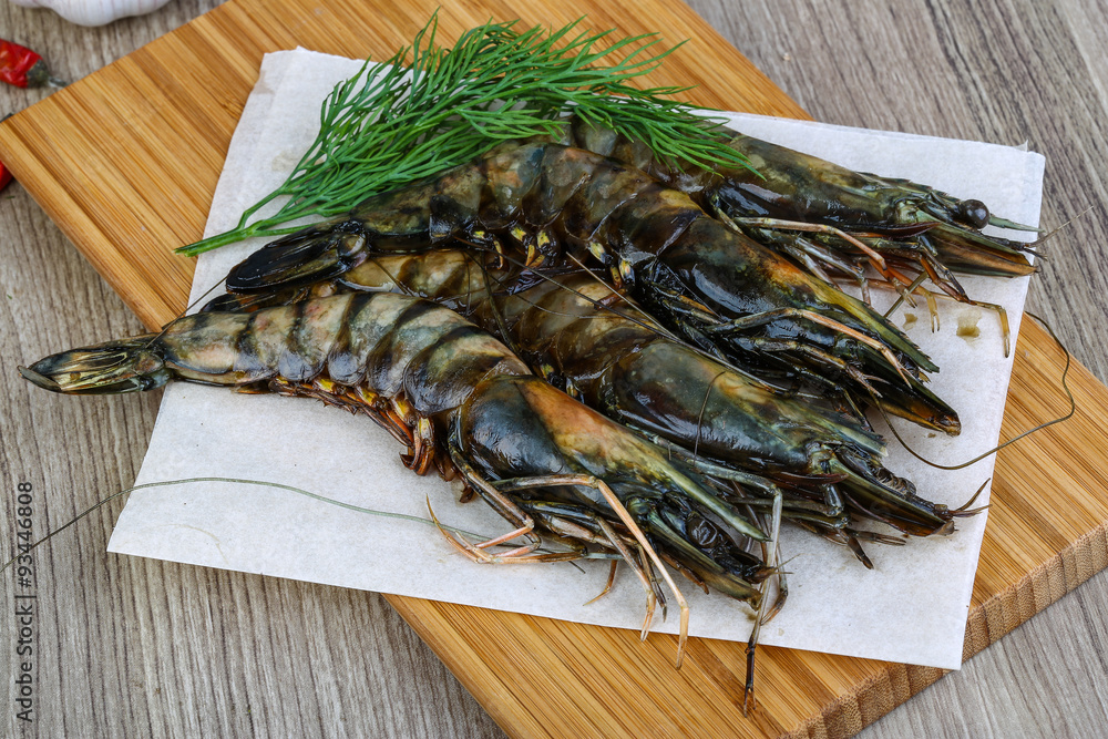 Raw tiger shrimps