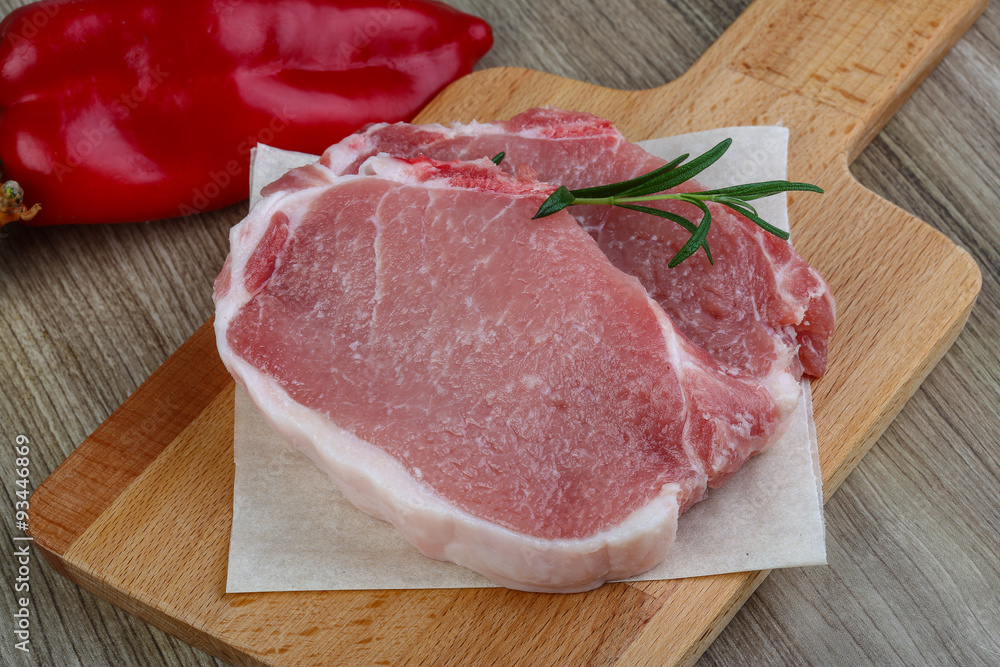 Raw pork steak