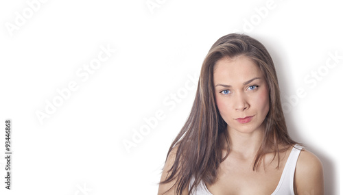 Banner Your Text Here with Portrait of brunette woman © tiagozr