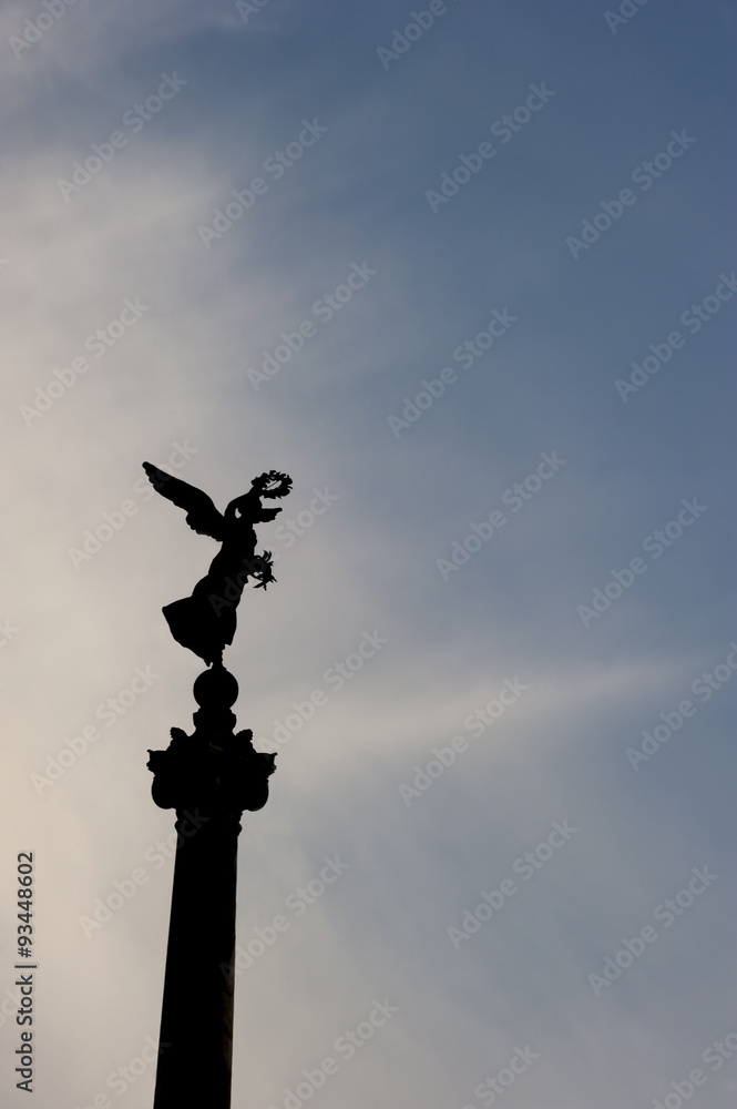 silhouette of angel from Rome before sunset time , Near Piazza Venezia,Rome, Italy.
