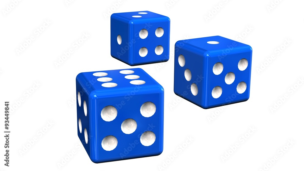 three blue Dices - isolated on white background three blue Dices - isolated on white background