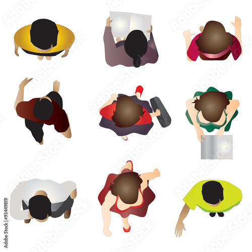 people standing top view set 7 , vector illustration
