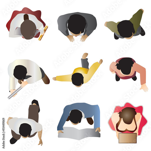 people standing top view set 8 , vector illustration