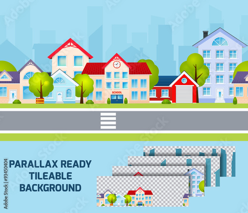 Daylight cityscape parallax effect background tileable 