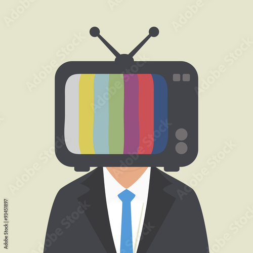 TV on the head of a man