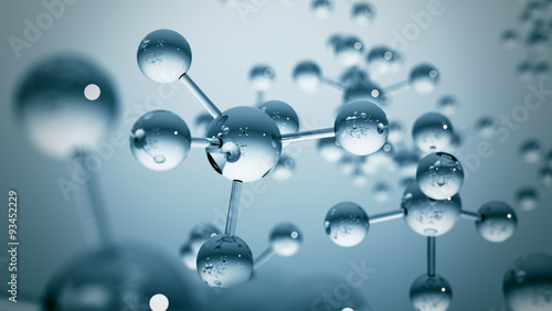 Photographie Blue molecule structure 3D illustration