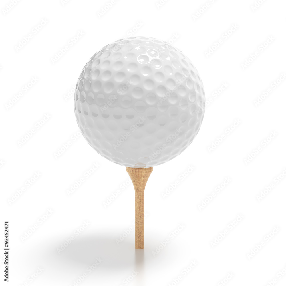 Golf ball on tee isolated with clipping path Golf ball on tee isolated with clipping path