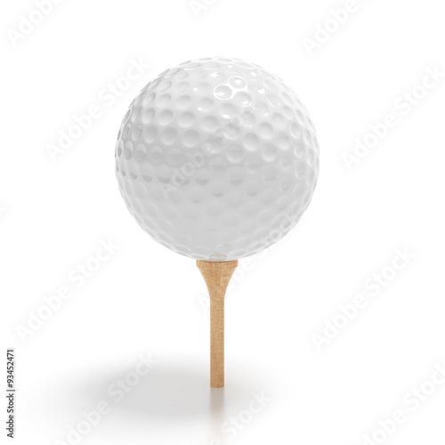 Golf ball on tee isolated with clipping path