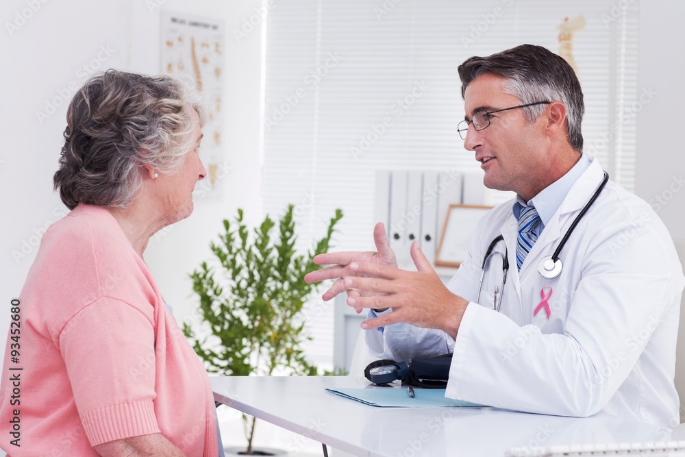 Fototapeta premium Composite image of pink awareness ribbon