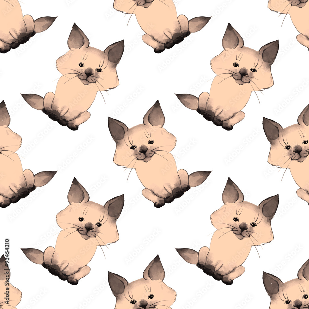 Kitten. Cute baby pattern 1. Vector