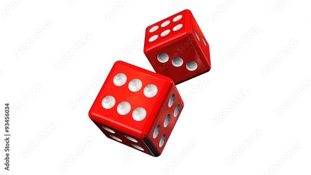 two red Dices - isolated on white background two red Dices - isolated on white background