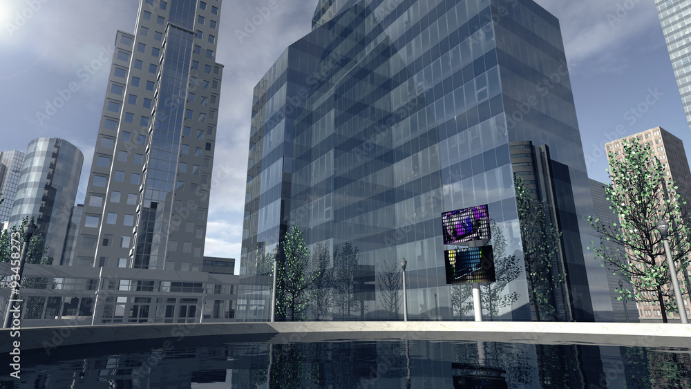 Naklejka premium Modern business company district