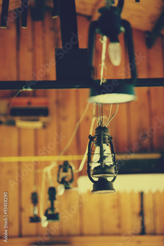 gasoline lamp hanging from sealing put trough art color filter