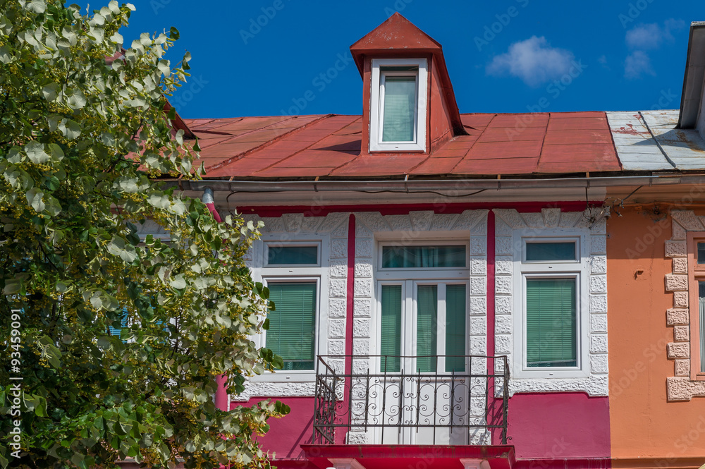 Colorful old hystorical street house in the center od ancient capital of Montenegro, Cetinje.
