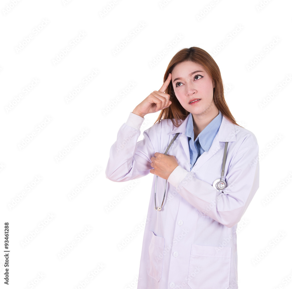 female doctor thinking female doctor thinking