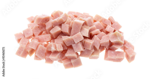 фотографія Diced ham on a white background