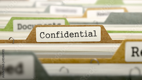 Confidential Concept. Folders in Catalog. photo