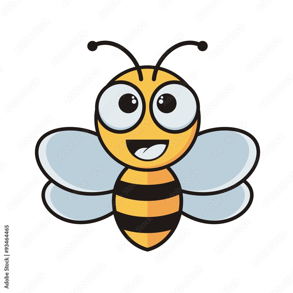 Simple Cartoon Bee Vector isolated on a white background Stock Vector