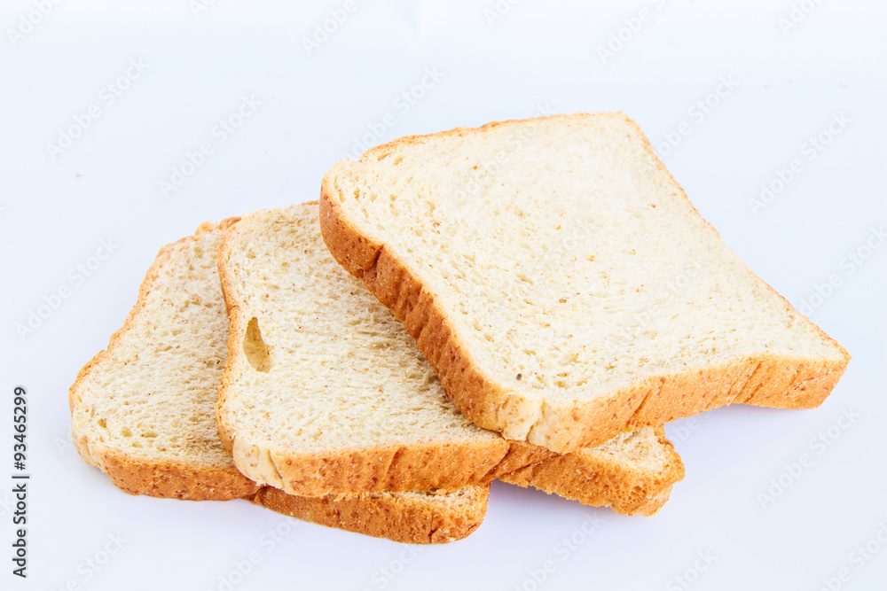 Close-up image white bread against the white background
