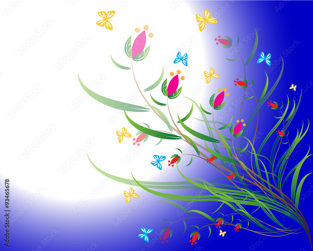 Cute floral on blue background Cute floral on blue background
