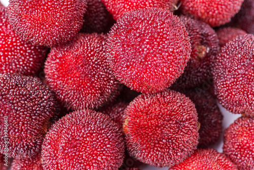 red and ripe waxberry under white background photo