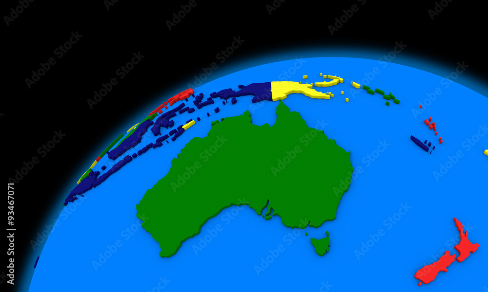 Australia on planet Earth political map